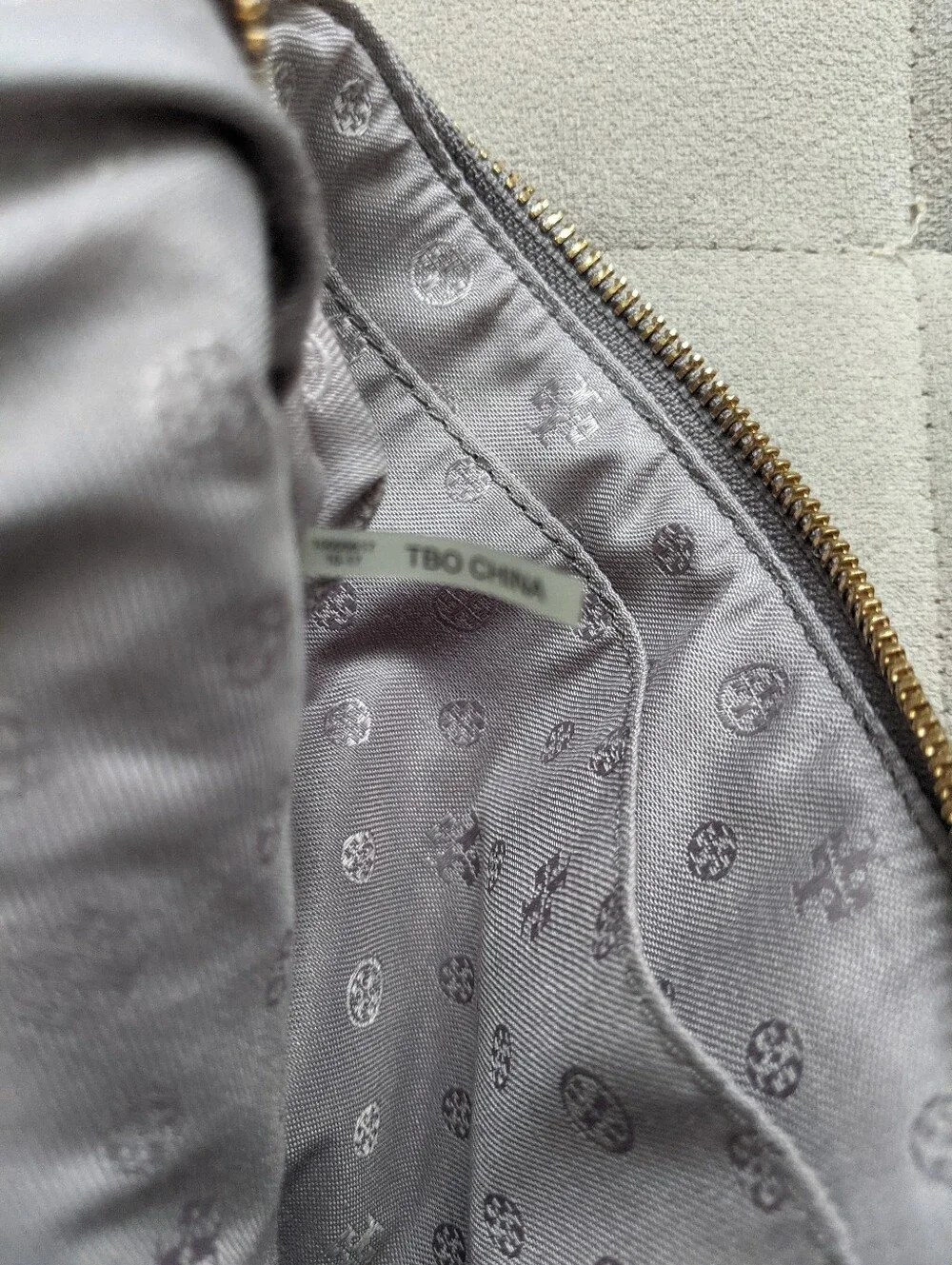 Tory Burch Taupe Crossbody with Dove, Peace & Heart Patches